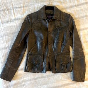 Ralph Lauren Purple Label distressed leather jacket Size 4.